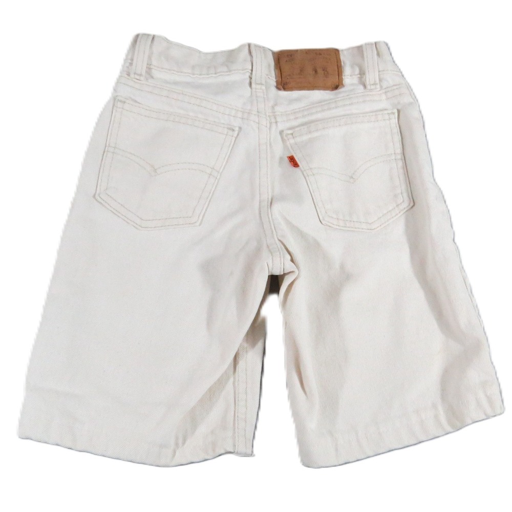 VTG Levis 550 Orange Tab Shorts Boys 9 White Denim Regular Fit USA 90s Kid Jorts